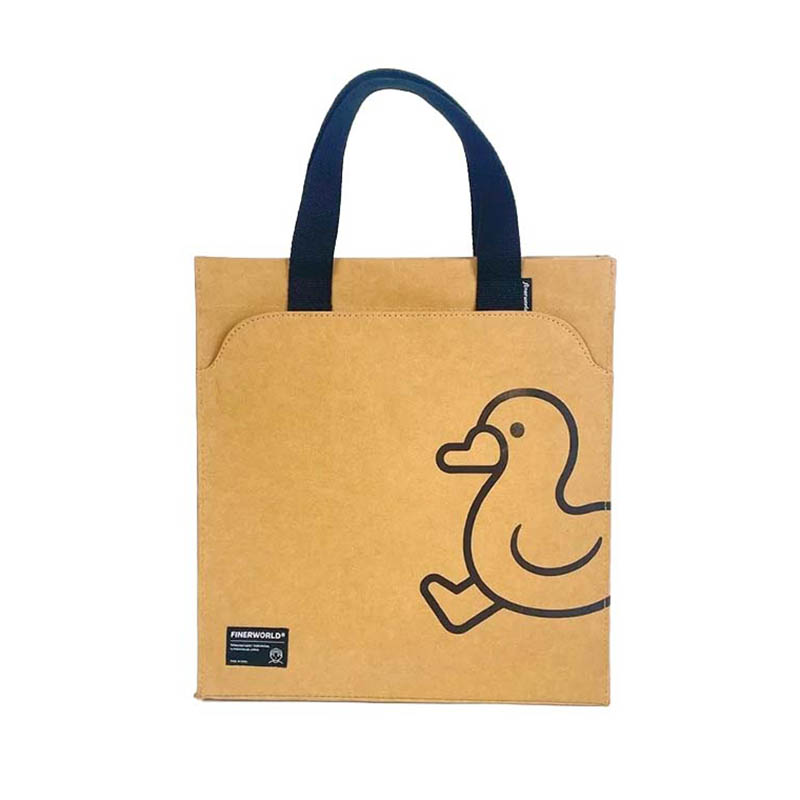 Tvättbar Kraft Paper Tygväska med främre Pocke